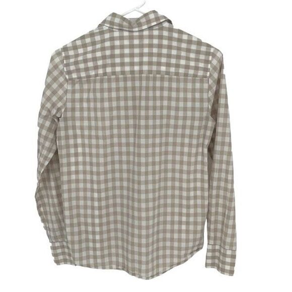 J Crew Womens Button Up Shirt Long Sleeve Check Blouse 100% Cotton Tan Size 2 - Picture 2 of 7